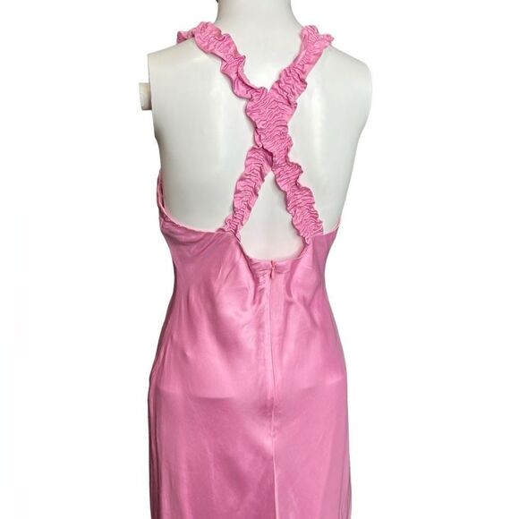 ASTR Criss Cross Ruffle Strap Full Length Formal Dress Pink Size Medium - Picture 4 of 5